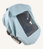 Mint müslin lastikli puset örtüsü, kapaklı tül pencereli, Doona uyumlu, mini fiyonk opsiyonlu, hafif bebek puset örtüsü