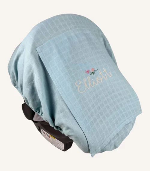 Mint müslin lastikli puset örtüsü, kapaklı tül pencereli, Doona uyumlu, mini fiyonk opsiyonlu, hafif bebek puset örtüsü