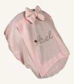 Pudra müslin lastikli puset örtüsü, kapaklı tül pencereli, Doona uyumlu, mini fiyonk opsiyonlu, hafif bebek puset örtüsü