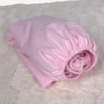 Pembe renk yüzde yüz pamuklu lastikli çarşaf
