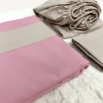 Pudra ve bej renk bloklu pamuklu tek kişilik nevresim takımı, lastikli çarşaflı modern yatak seti